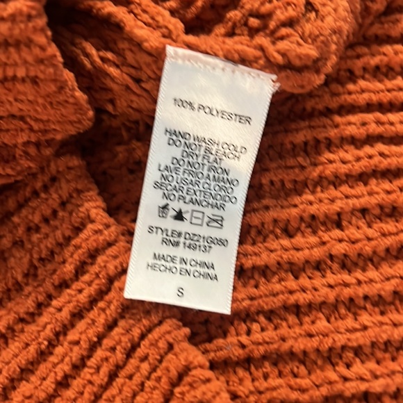 Double Zero Rust Burnt Orange Mock Turtleneck Chenille Cropped Sweater New - Picture 8 of 11